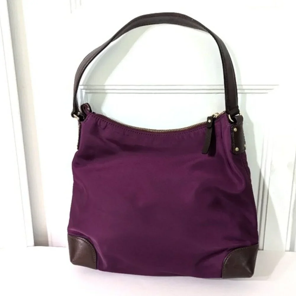 Kate Spade Purple Nylon Hobo Bag‎ Leather Accents 11